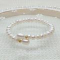 Factory Direct 7-8 mm Freshwater Pearl Bracelet with Gold Plated Stainless Steel Cute Wedding Party Gift
