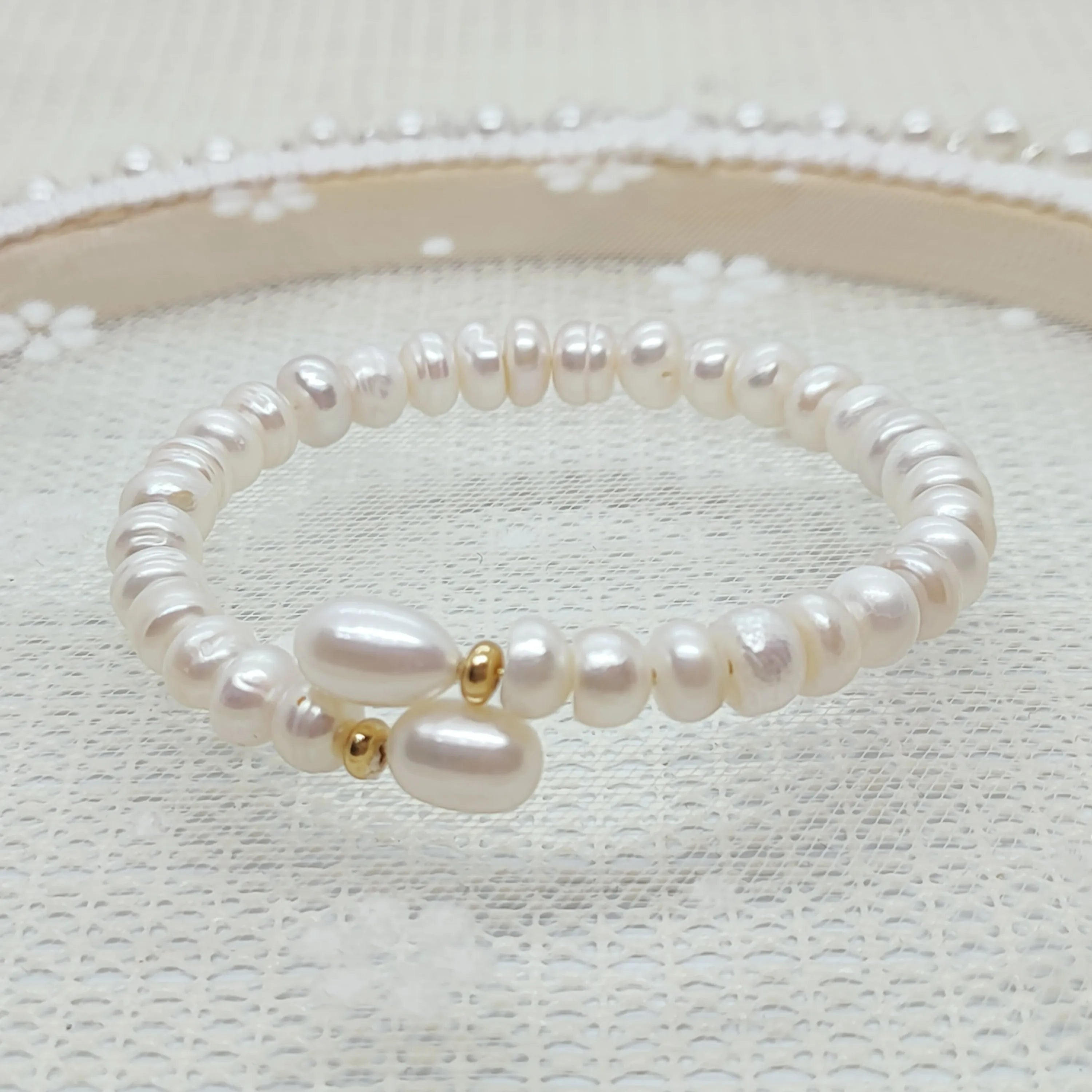 Factory Direct 7-8 mm Freshwater Pearl Bracelet with Gold Plated Stainless Steel Cute Wedding Party Gift