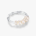 Elegant Handmade Broken Silver Finger Rings for Women Fine Jewelry 925 Sterling Silver Natural Baroque Pearl Adjustable Ring