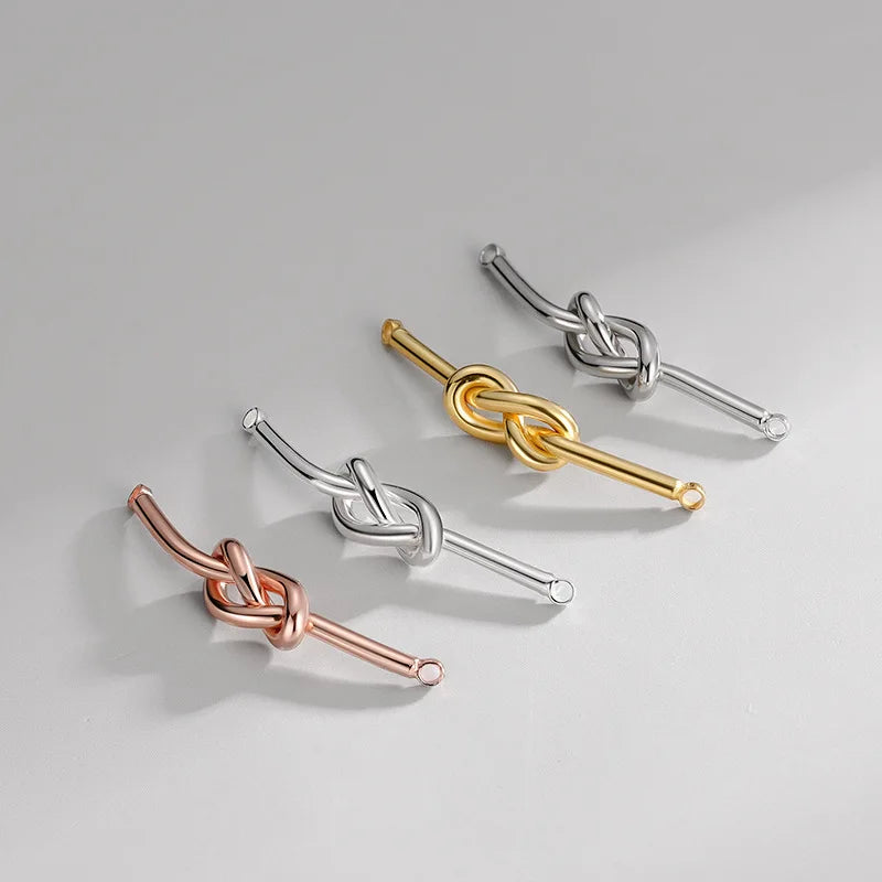 Trendy 925 Sterling Silver Thick Wired Line Knot Shaped Pendants for Necklace Jewelry Making Connector Kit