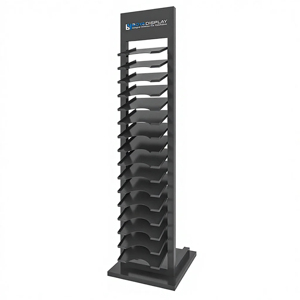 Customized Quartz Stone Display Stand with 16 Floors Adjustable Height Advertising Rack for Department Store