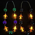 Mardi Gras Flashing 4 LEDs Light Iris Jumbo Beads Necklace for Women Unisex Celebrate Thanksgiving Party Supplies ISHINE