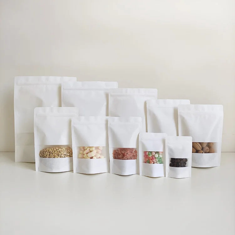 23x33cm Ziplock White Kraft Paper Bag