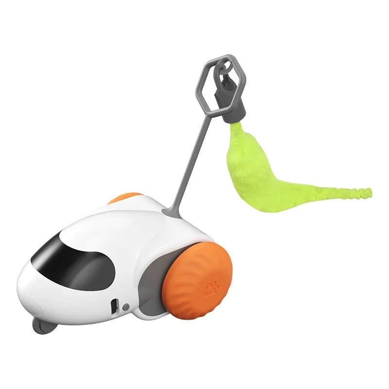 Small Interactive Electric Cat Toy Eco-Friendly Pet Relief Running Car Toy with Automatic Stick for Cats and Dogs