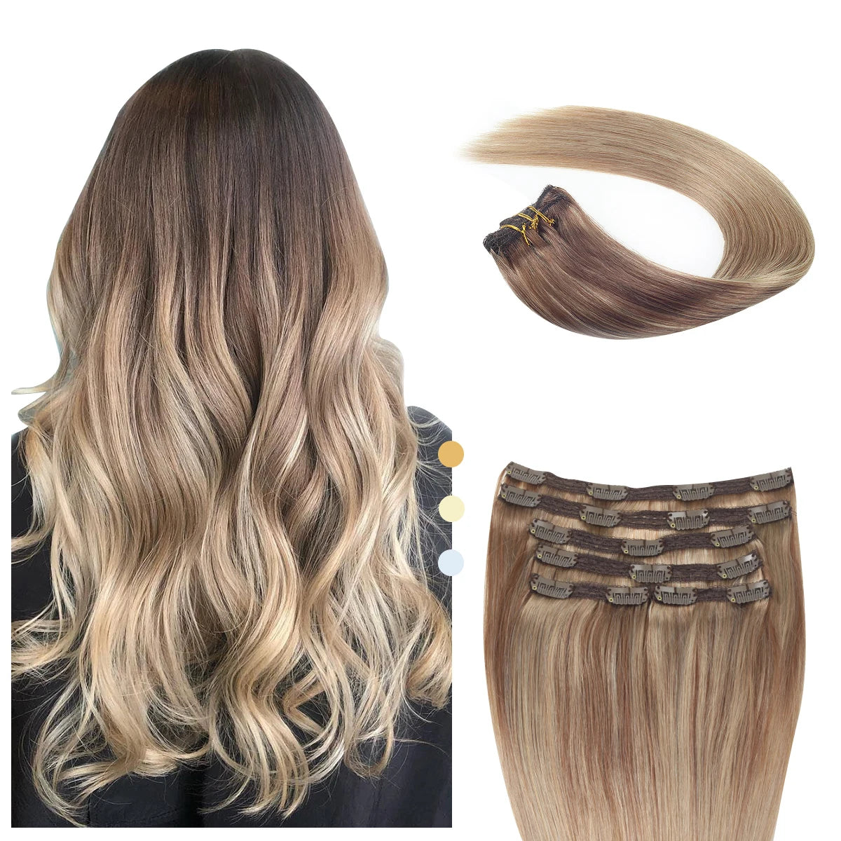 Stock Salon Quality Fast Delivery Top Selling Thick Ends Virgin Remy Clip in Human Hair Extensions