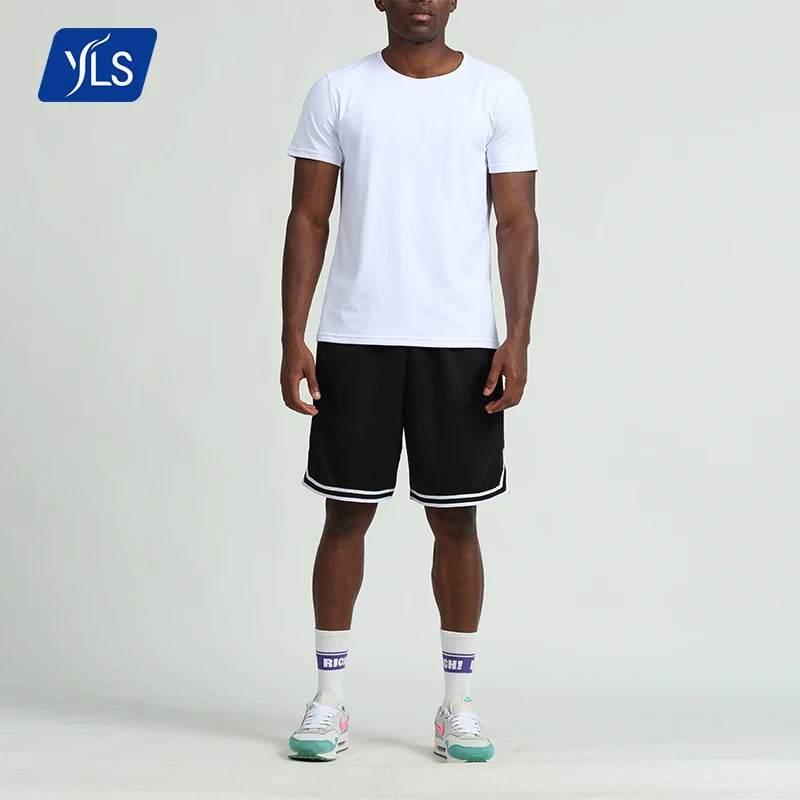 YLS Wholesale High Quality Men's Custom Short Sleeve Breathable Gym Fitness Sport T-Shirts Quick Drying Knitted Sporty Blank