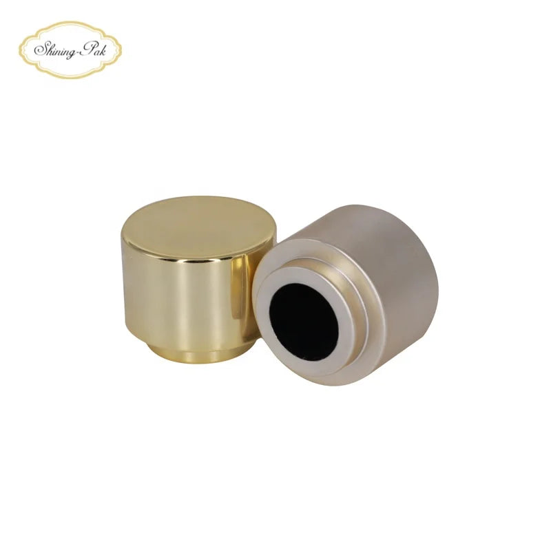 Luxury 15mm Crimp Fea15 Smart Lids Popular Big round Champagne Gold Perfume Cap Made of Plastic Aluminum Material