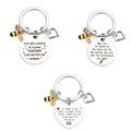 Teacher's Day Gift Stainless Steel Teacher Key Ring Teach Pendant Bee Heart Keychain Appreciation Gifts for Bee Teacher Keychain