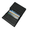 Men's Fashionable Black Pebble Cowhide Leather Large Capacity Card Holder Genuine Wallet RFID Blocking Credit Cards No Closure
