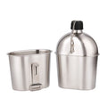 Outdoor Camping Stainless Steel Food Heater Cup Dark Silver Nylon Cover 1000ml+600ml Capacity Simple Style for Camping Cookware