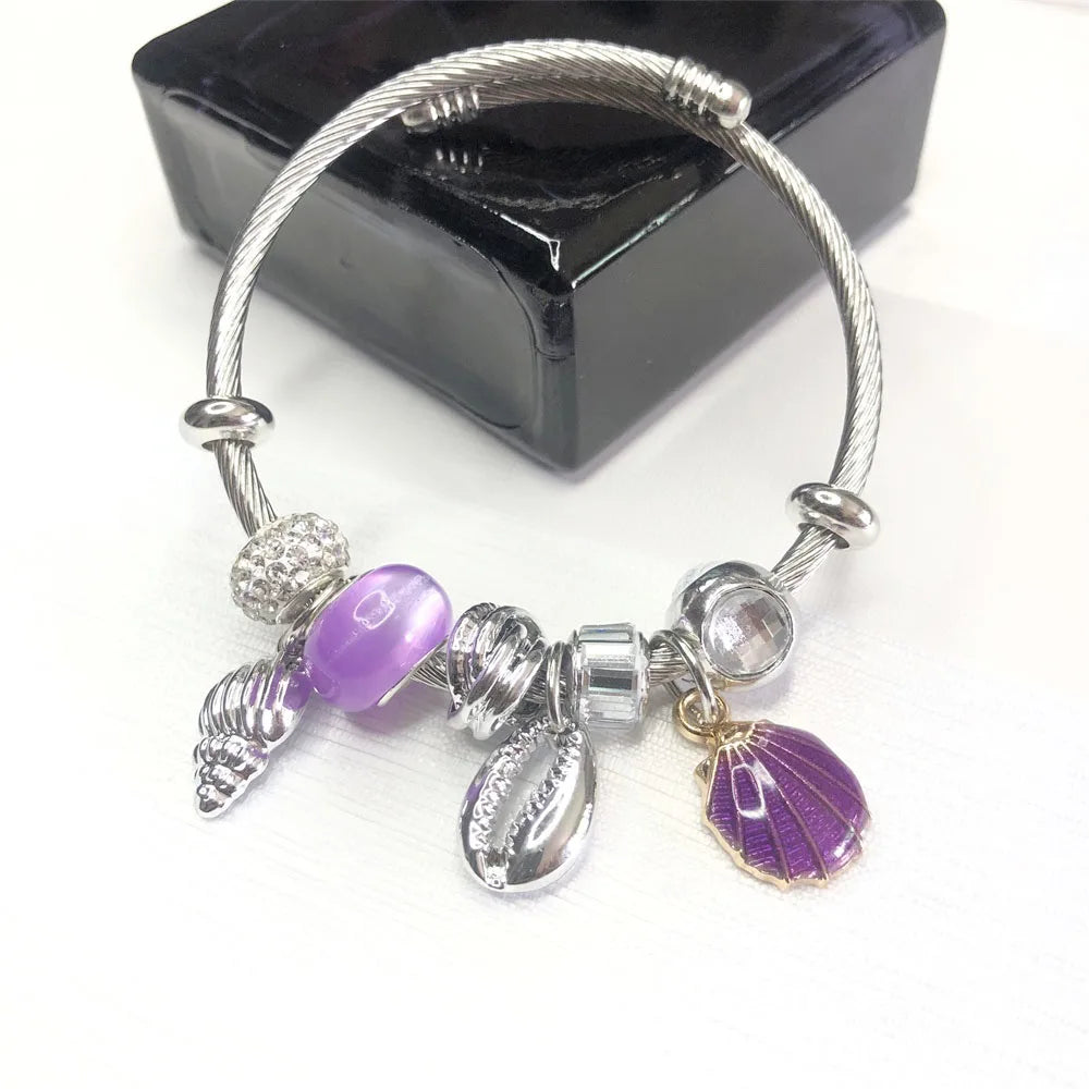 2025 Summer  Gift Shell Conch Colored Beads Ocean Series Beautiful Charm Bracelet for Women