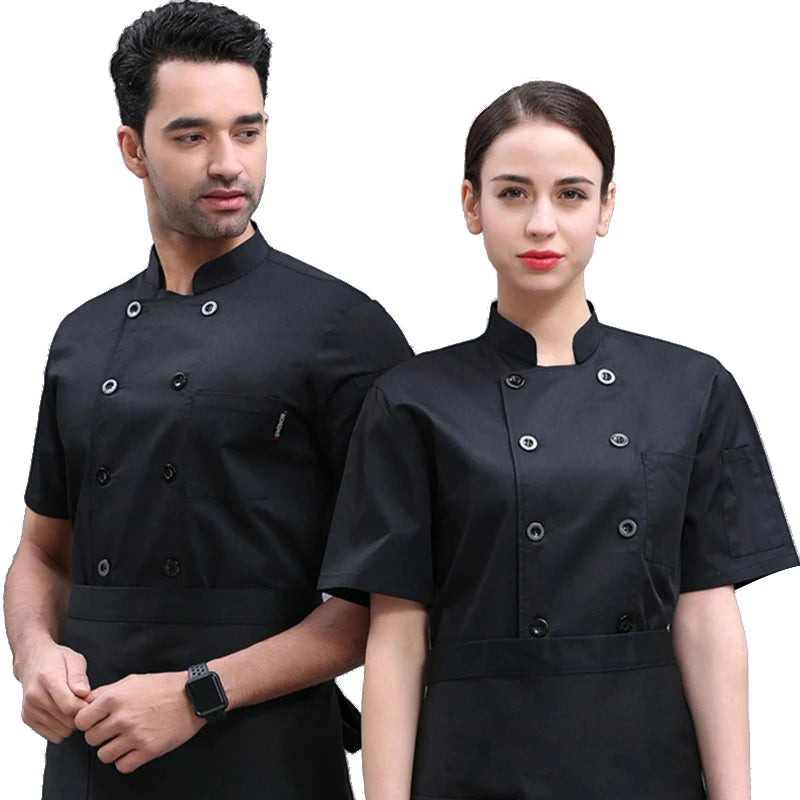 Summer Chef Uniform Solid Color Chef's Uniform Long Sleeve Uniforme Chef France Short Sleeves