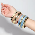 Fashionable Creative New Style Woman's Bracelet Checkered Bead Patchwork Wide Acrylic Bracelet Bangles Jewelry Gift