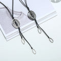 Irregular Round Inlay Rhinestone Pendant Long Sweater Chain Leather Necklace for Women Boho Jewelry