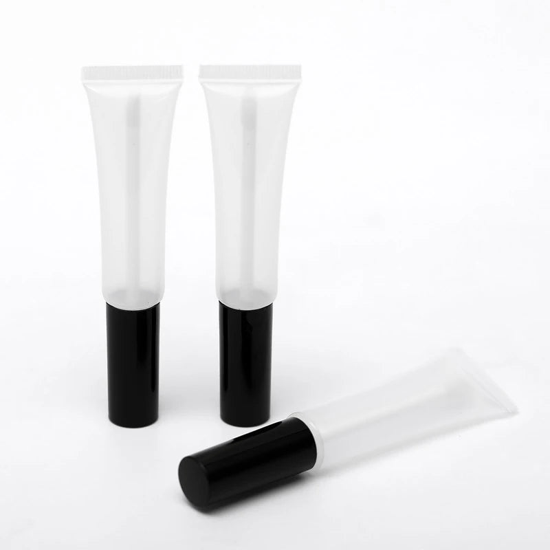 Clear Lip Glaze Tube 15ml Empty Plastic Cosmetic Squeeze Soft Tube Lip Gloss Tube With Applicator