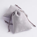 PandaSew Custom Logo Hot Stamping Print Gray Gift Package Velvet Pouch Jewelry Drawstring Bag