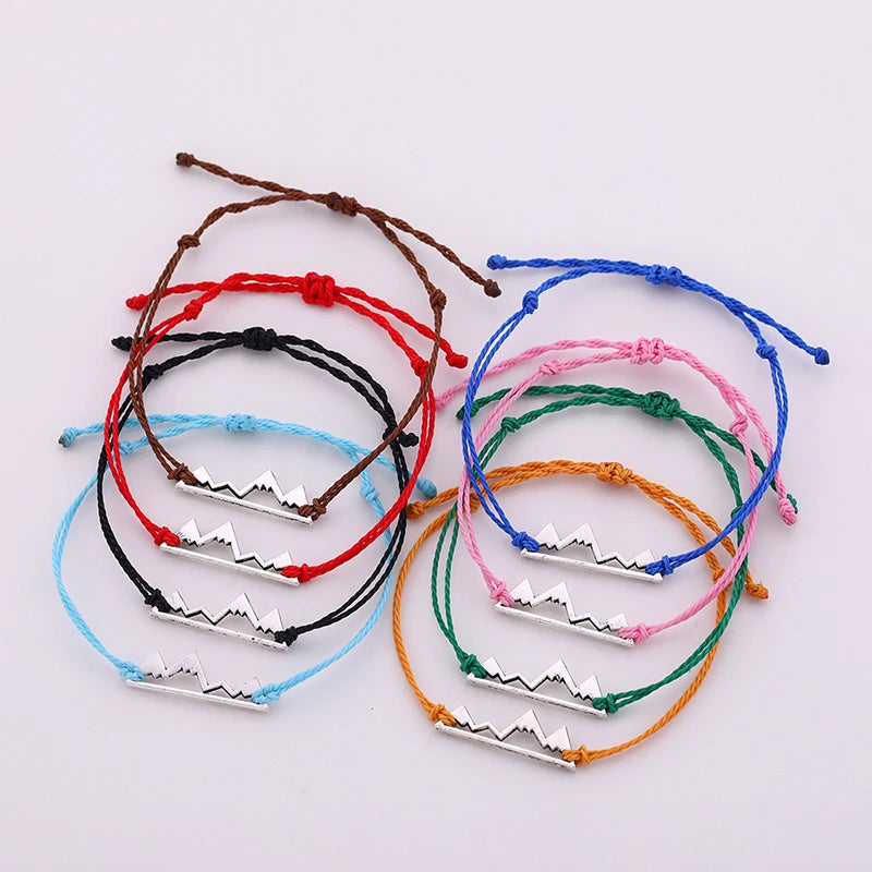 New Colorful Handmade Hollow Sea Wave Charm Bracelet Waxed Rope Adjustable Nylon Thread Bracelets Jewelry Red String Bracelet