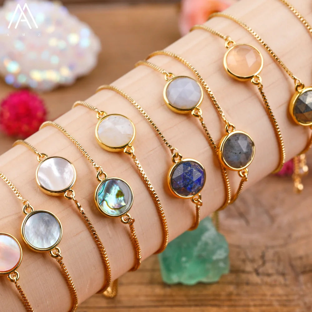 Factory Price Trendy Gold Chain Bracelet Natural Gemstone Bead Charm Classic Jewelry for Wedding Anniversary Birthday Gifts