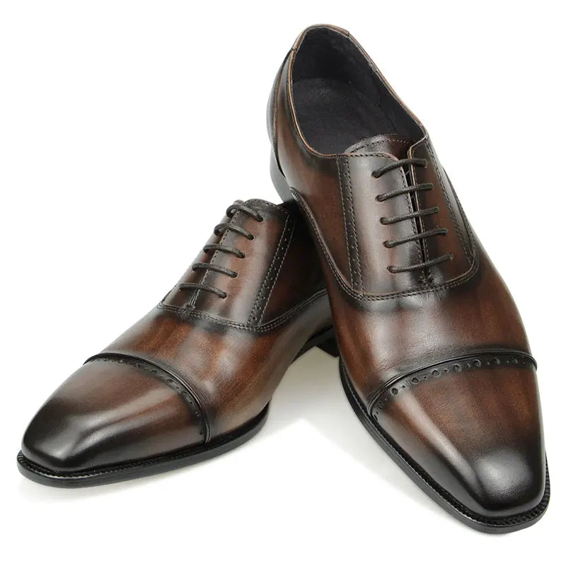 Customizable Men's Oxford Shoes Comfortable Soft Formal Office Leather Shoe in Black Coffee Pointed Toe Style for Autumn Season