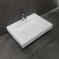 KKR Man Made Stone Solid Surface Seamless Joint Wall Hung Wash Basin in White Color