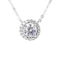 Direct Selling 925 Sterling Silver VVS Moissanite Pendant Necklace Adorned Halo Link Chain Rhodium Plated Women
