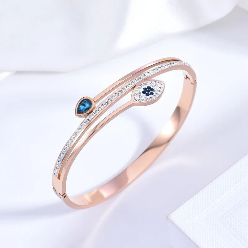 Fashionable and Versatile Diamond Evil Eye Stainless Steel Bracelet for Women Non-fading Bracelet for Women