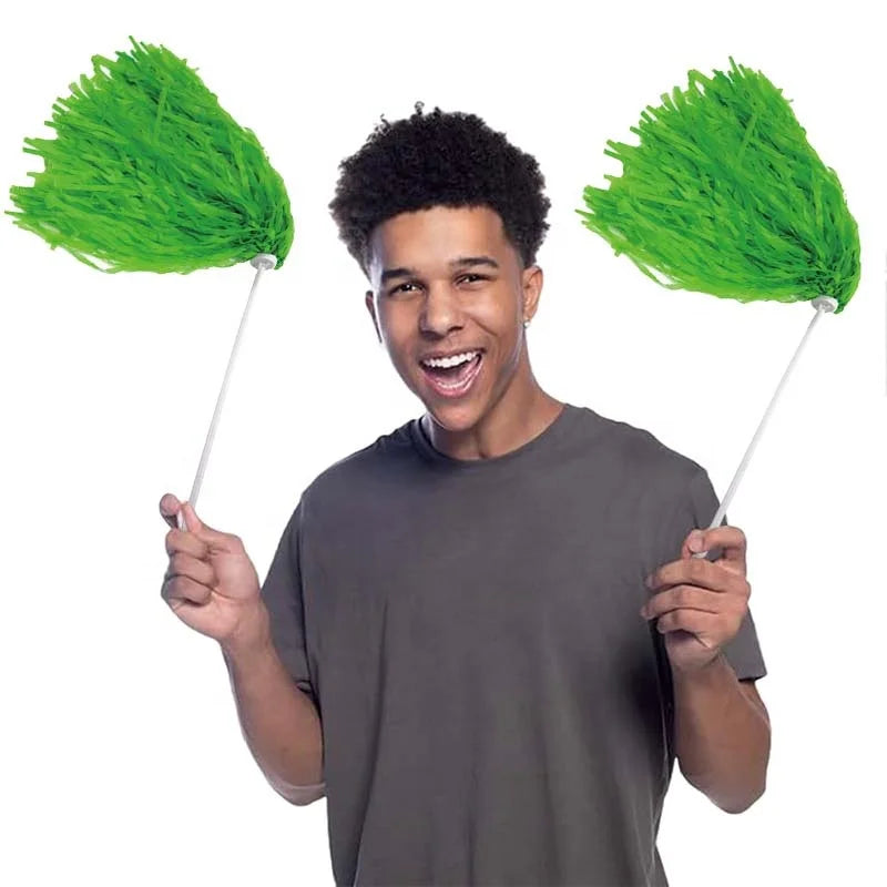Wholesale 500 Plastic Streamers Rooter Poms Cheerleading Pompoms With Long Stick Handle