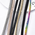 Semicircular Rhinestone Cord Drawstring Half Round Crystal Cotton Rope Trim