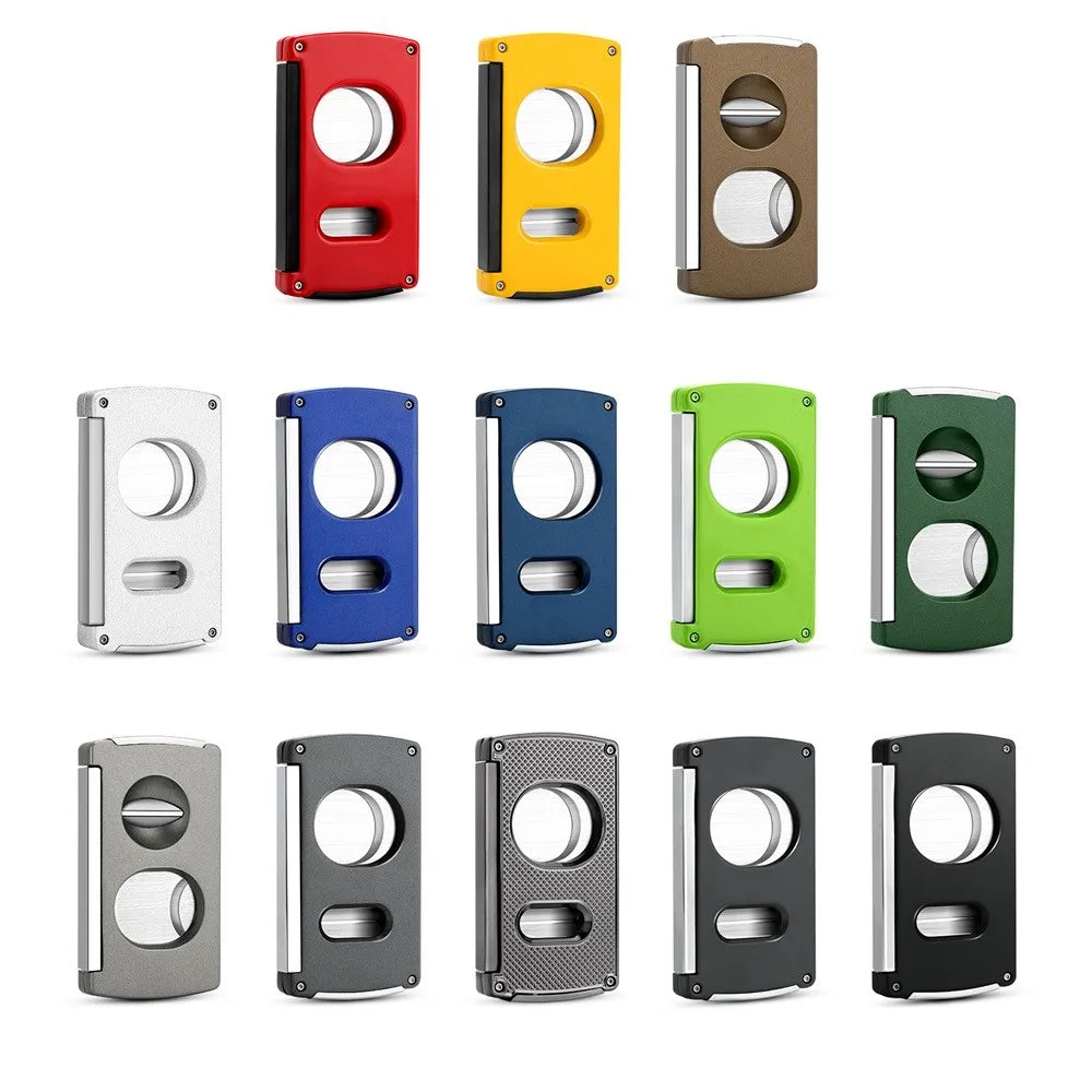 Luxury Double-edged Cigar Cutter 3 in 1 V Stainless Steel Cigar Cutter Wholesale Metal Portable Reusable Cigar Punch Drill
