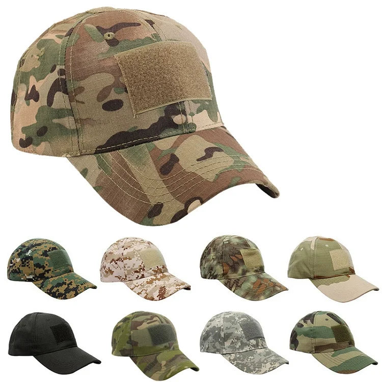 Wholesale Gorras Male  Sport Snapback Cap Men  Camouflage Running Hat Cap with Removable velcro Patches