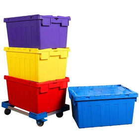 Logistic Turnover Attached Lid Nesting Storage Plastic Container