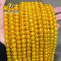 JD Wholesale 4/6/8/10/12mm 7A Round Natural Dyed Color Yellow Agate Beads Stone Loose Beads for Necklace Bracelet Charms Making
