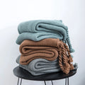 100% Acrylic Bohemian Style Tasseled Acrylic Knitted Throw Crochet Blanket for Office Home Decoration YM