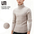 Custom Wholesale Men's Winter Fashion Warm Turtleneck Slim Pullover Sweater Solid Color New Product Knitted Sweater