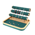 Wholesale Natural  Green Velvet Jewelry Display Stand Set Detachable Necklace Earring Display Tray