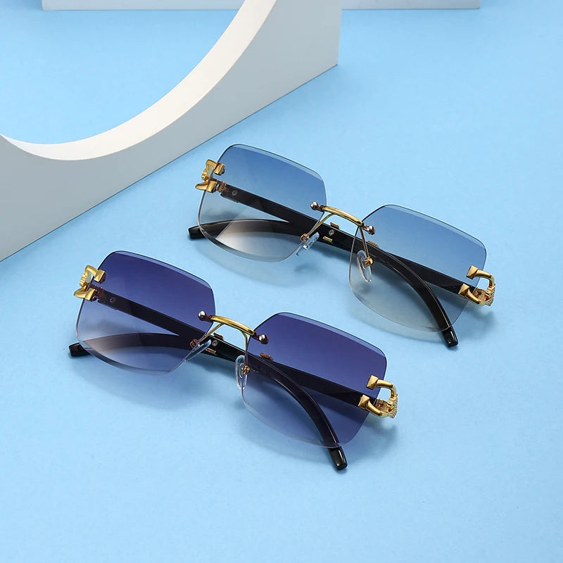 2639 New Leopard Edge-cut Sun Glasses Trendy Shades Gradient Fashion Internet Celebrities Same Style of Sunglasses 2023