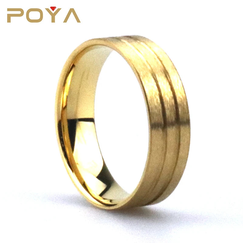 Poya Wholesale 6mm Glue Grooved Gold Plated Tungsten Ring Core Blanks