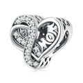 925 Sterling Silver Infinite Love Heart Mom Charm Beads Zircon Infused Fit Original Bracelet for Wedding DIY Jewelry-BSC516