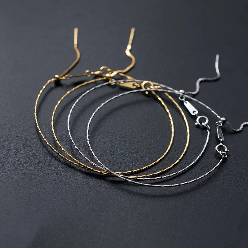 DIY 925 Sterling Silver Adjustable Chain Bracelet Accessories for Beads Jewelry Making
