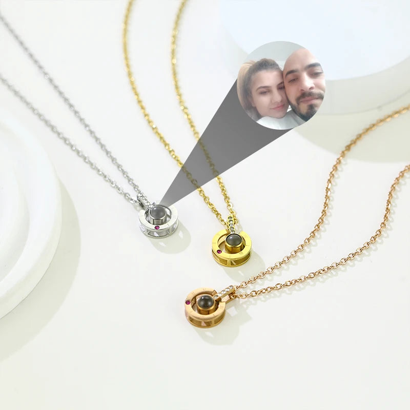 New Stainless Steel Photo Projection Custom Couple Pet Family Photo Custom Necklace Hear