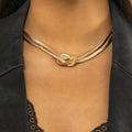 Layered Knot Herringbone Choker Woman Necklaces Jewellery Titanium Steel Double Layer Woven Knot Snake Bone Bracelet Necklace