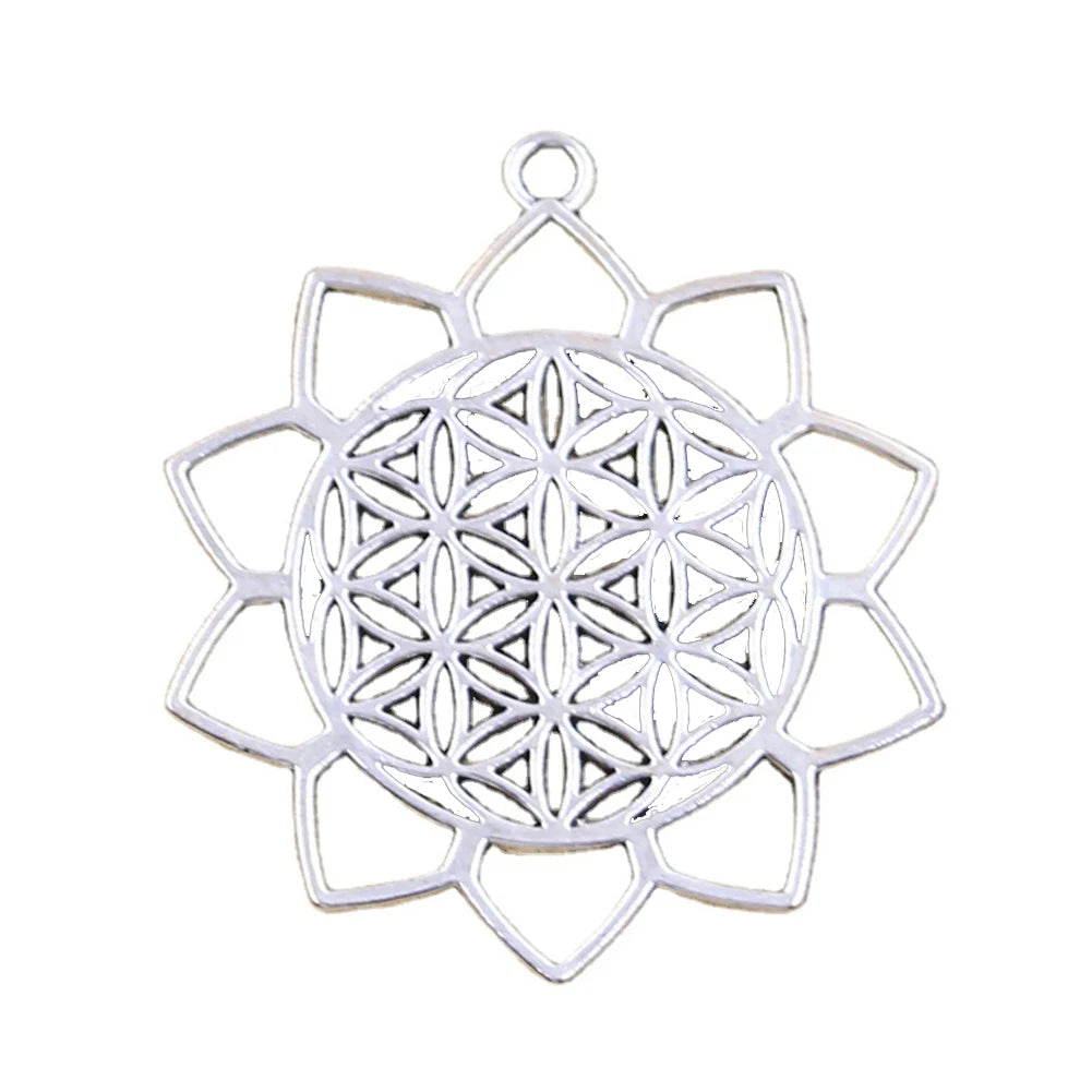 Craft Supplies Antique Silver Yoga OM Lotus Flower Gold Charms for Jewelry Making Vendor Crafting DIY Necklace Bracelet