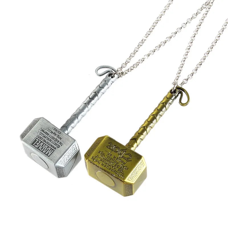 SC Fashion Norse Viking Thor Hammer Talisman Necklace Vintage Bronze Plated Link Chain Pendant Necklace 3D Hammer Charm Necklace
