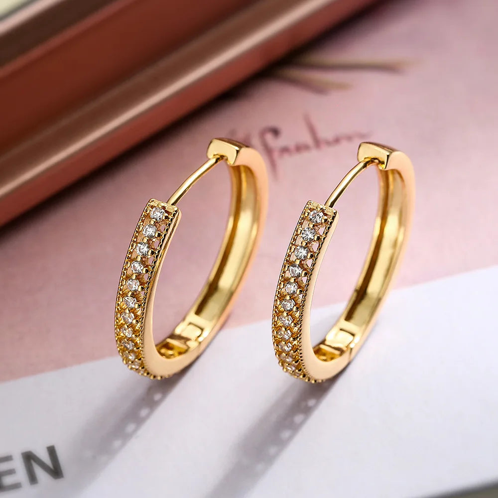 New Punk Fashion Hoop Earrings 14K Gold Silver Copper Alloy 6 Pairs Wholesale Cubic Zirconia Plated Brass Stainless Steel 6