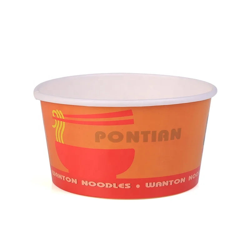 Biodegradable Food Grade Disposable Salad Bowl with Paper Lid 500ml 750 1000 1100 1200 1300ml Kraft Paper