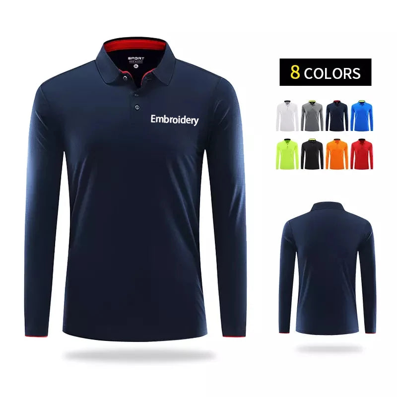 Custom Printing Logo Embroidery Plain Blank 100% Polyester Quick Dry Casual Stand Collar Sport Long Sleeve for Shirts Unisex