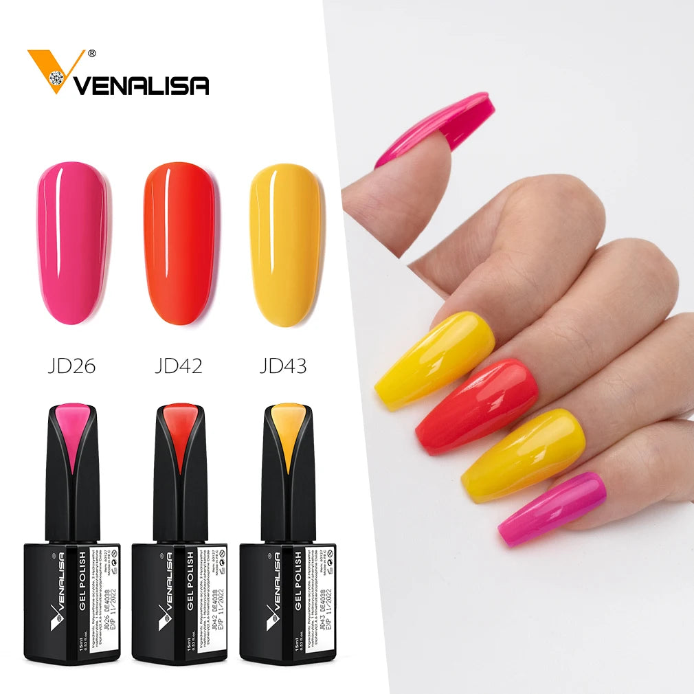 Venalisa 15ml 3pcs/set  Nail Art Gel Polish Kit Nail Manicure Gel Varnish Enamel Lacquer Color  UV LED Nail Gel Polish Sets