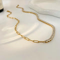 Titanium Steel Plated 18k Necklace Fashion Jewelry 2025 Metal Chain Zircon Splicing Necklace