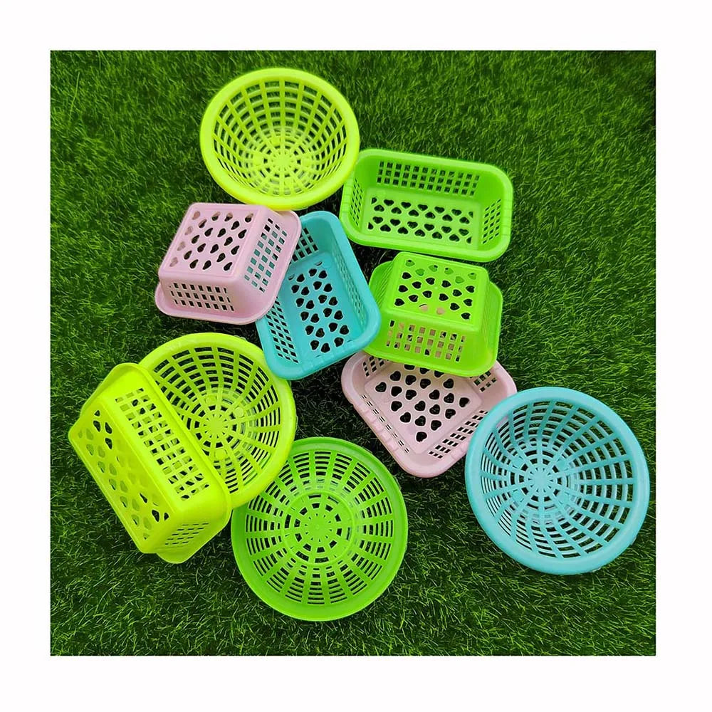 New Fashion 100Pcs Colorful Dollhouse Plastic Baskets Lovely Vegetable Fruit Food Storage Containers for Kitchen Decoration