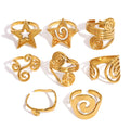 Modern 18K Gold Plated Stainless Steel Opening Rings Trendy Fashion Spiral Liner Party Jewelry for Engagement or Gift